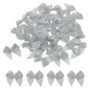 150 Pcs Mini Ribbon Bow 1.2" Mini Fabric Satin Craft DIY Silver Gray