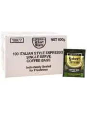 Robert Timms Coffee Portion Control Bags Italian Espresso Style 100 Pack x 1