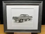 Drawing of a 1959 Chevrolet Chevy Impala Car Graphite Pencil Art Sketch Picture