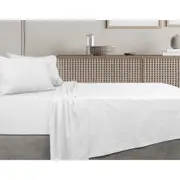 Algodon Queen Bed Fitted/Flat Sheet Set w/ Pillowcases 300TC Cotton White