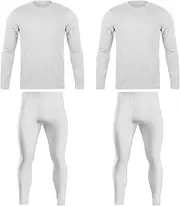 [orbiz] Pack of 2 Men's Thermal Underwear Set Long Sleeve Tops Long John Thermal Base layer Winter Warmer Black Navy Charcoal White Blue