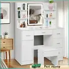 5 Drawers Vanity Desk with Large LED Lighted Mirror for Bedroom Makeup Dresser