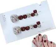 Artificial Toenail,Glitter Toe Nails | Manicure Art Glossy Fake Toe Nails, Sparkling Cat's Eye Toenail for Summer Nail Art for Women Girls