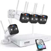 ZOSI 3MP 2K Wireless Security Camera System 2TB HDD 24/7 Recording Night Vision