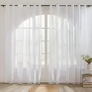 Neween Sheer White Curtains 2 Panels Set, Grommet Airy & Lightweight Elegant Window Treatments Voile Drapes with Light Filtering for Bedroom/Living Room (White, W132 x L216 cm)