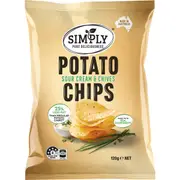 Simply Sour Cream & Chives 25% Less Fat Potato Chips Share Pack 120g