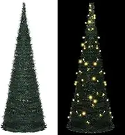 vidaXL Pop-up String Artificial Christmas Tree with LED Indoor Outdoor Home Garden Holiday Ornament Festival Xmas Decoration Green 180cm