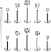 [Cisyozi] 16G Titanium Fat Back Nose Rings Studs Piercing Jewelry Threaded Lip Labret Medusa Ring Stud 16 Gauge Screw in on Cartilage Tragus Helix Conch Earring Piercing Jewelry Women Men 6mm 8mm 10mm