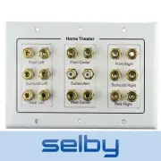 8.2 Speaker Cable Wall Plate Triple Gang for 8 Surround Sound Speakers + 2 Subs