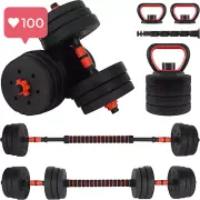 Meteor Essential 20KG 4in1 Barbell Set Dumbbell Barbell Kettlebell Push-Up Bar