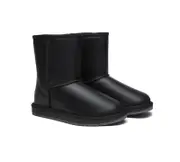 AUSTRALIAN SHEPHERD® UGG Boots Premium Sheepskin Wool Short Classic Nappa - Nappa Black / AU Ladies 12 / AU Men 10 / EU 43