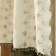 Embroidery Sheer Short Curtain Coffee Cabinet Window Half Curtain Valance Drape