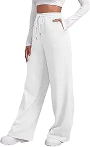 [WAJCSHFS] Sweatpants Pants Women Long Trouser Elastic Waisted Pants Long Pants with Pockets Casual Drawstring Pants, Z05-white