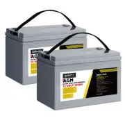 Giantz AGM Deep Cycle Battery 12V 120Ah x2 Box Portable Solar Caravan Camping Au