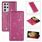 Glitter Flip Card Case For Samsung A82 A22 5G Note 20 Ultra Magnetic Stand Cover