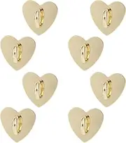 8pcs Cell Phone Ring Holder, Cute Heart Phone Charm Hooks Adhesive Smartphone Finger Ring Stand Sticky Metal Loop Grip for Cellphone Case Pad Tablet DIY Accessories (Gold)