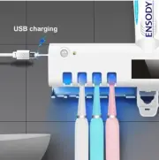 UV Toothpaste Dispenser Toothbrush Holder Automatic Solar Energy Wall Mount