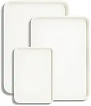 Non-Stick Baking Sheets, Cream White Non-Stick Cookie Quarter Sheet Baking Pans Jelly Roll Pan, Set of 3, 6.5x9.5/9x13/10x15-Inch