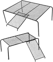 VERDANVERSE 2pcs Mesh Rack for Rutin Chicken Feeding Platform with Ladder Durable Chicken Coop Shelf for Landscape Use Easy to Clean and Stable Design