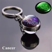 1x Keychain Constellation Keyring Luminous Glass Ball Pendant - Cancer
