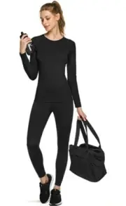 TSLA Women's Sports Compression Shirt Long Sleeve Black Overheat Size XS