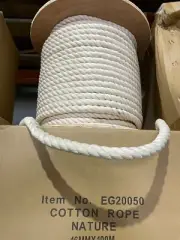 COTTON ROPE 16mm x 100mtrs 3 STRAND NATURAL WHITE SUPERIOR QUALITY BRAND NEW