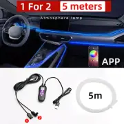 5M Optical Fiber RGB LED Car Interior Lamp Decor Ambient Light Strips AppControl (for: Fiat)