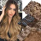 Extra Thick Double Weft Clip In Remy Human Hair Extensions Full Head Ombre Wavy