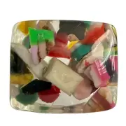 Vintage Confetti Acrylic Lucite Cocktail Ring Size 8 Colorful Statement Chunky