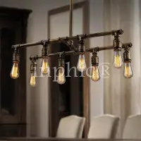 在飛比找Yahoo!奇摩拍賣優惠-INPHIC-八頭愛迪生工業水管吊燈簡約創意美式復古燈餐廳酒