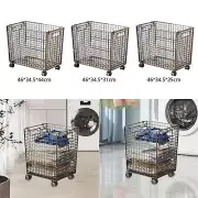 Wire Mesh Laundry Hamper on Wheels for Closet Bathroom Heavy Duty Versatile