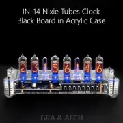 IN-14 Nixie Tubes Clock Acrylic Case with Temperature Sensor F/C [BLACK BOARD]
