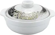 J-Kitchens Japanese Technique Hanshou No. 9 Earthpot for Direct Fire, 10.6 inches (27 cm), for 4-5 People, White, Blue, Gold Saifukumitsu