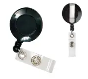 Retractable Badge Reel Keychain Holder Carabiner with Metal Clip - Black