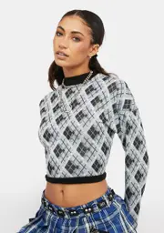 Punk Prepped Argyle Knit Sweater