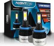 NIGHTEYE H11 LED Headlight Bulbs,High Brightness 72W 9000Lumens 6500K Xenon White Extremely Bright COB LED Chipsets H8 H9 Headlight/Fog-light Conversion Kit(pack of 2)