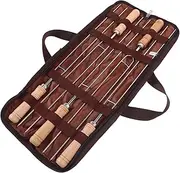5pcs Reusable Barbecue Skewers with Wooden Handle Durable BBQ Sticks for Outdoor Picnic and Camping Easy to Clean and Carry with Storage Bag