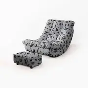 Lazy Moon Rocking Chair with Ottoman, Single Sofa Recliner, Upholstered Fluffy Glider Rocker for Adults Small Spaces Indoor, Comfy Suede Fabric Compact Nursing Chairs, for Home Offices