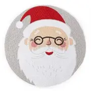 Set of 4 Round Braided Cotton Placemats 15” CHRISTMAS SANTA CLAUSE HOLIDAY