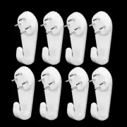 50mmx20x15mm White Plastic Hard Wall Picture Frame Nail Hook Hanger 8pcs