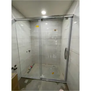 浴室乾濕分離淋浴拉門「高雄、台南、屏東」無框一字型橫拉 淋浴拉門8mm清強化玻璃 淋浴隔間 無框玻璃 一門一固 沐浴拉門