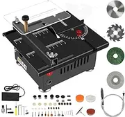 Mini Table Saw 100 W Multifunctional Portable Precision DIY Miniature Table Saws with 4 Blades, 7 Adjustable Speeds, 0.1-16 mm Saw Blade, for Crafts, Handmade Wood