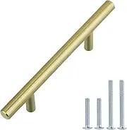 Amazon Basics Euro Bar Cabinet Handle (1/2-inch Diameter), 5.38-inch Length (3-inch Hole Center), Golden Champagne, 10-pack