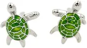 [Vcufflinks] Turtle Cufflinks Green Silver Tortoise Sea Wedding Cuff Links