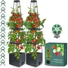 2 Pack Raised Garden Bed Planter Box with Trellis, 58” Tomato Cage Planter Raise