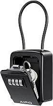 [New Version] Key Lock Box, Key Safe Box with Removable Chain, Resettable Code Key Storage Lock Box Waterproof with 4 Digit Combination, 5 Key Capacity for Home, Warehouse, Indoor & Outdoor Black