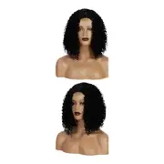 CQW Short Curly Afro Wig for Black Women14” Kinky Wave Shoulder Length Middle Pa