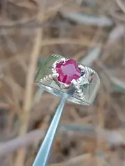 Natural Red Ruby Solitaire Ring For Girls Engagement Ring Wedding Ring Silver