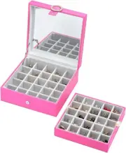 Cubic Buckle Earrings Organizer Pink