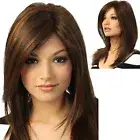100% Human Hair Natural Short Light Brown Straight Layered Capless Wigs 14 inch